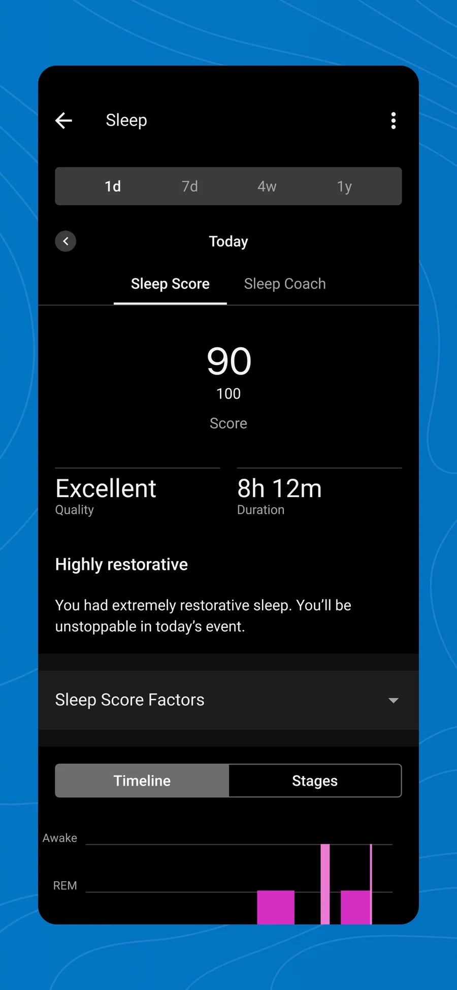 Garmin Connect: vyhodnocení spánku