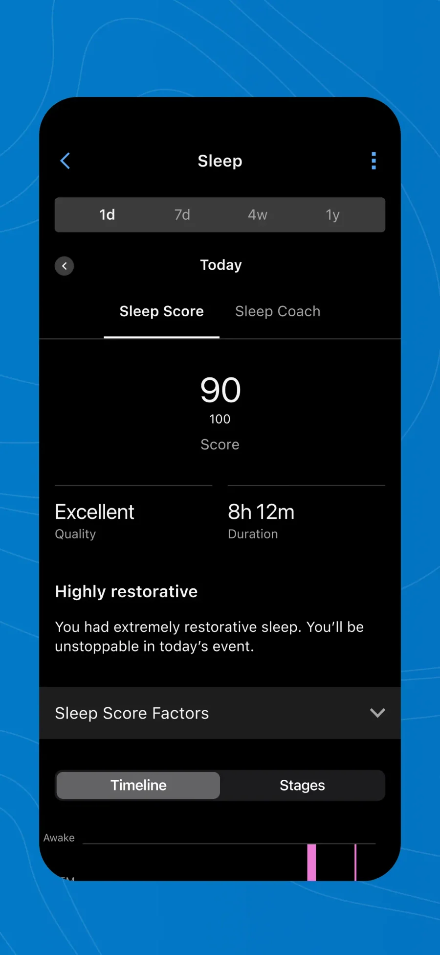 Garmin Connect: vyhodnocení spánku