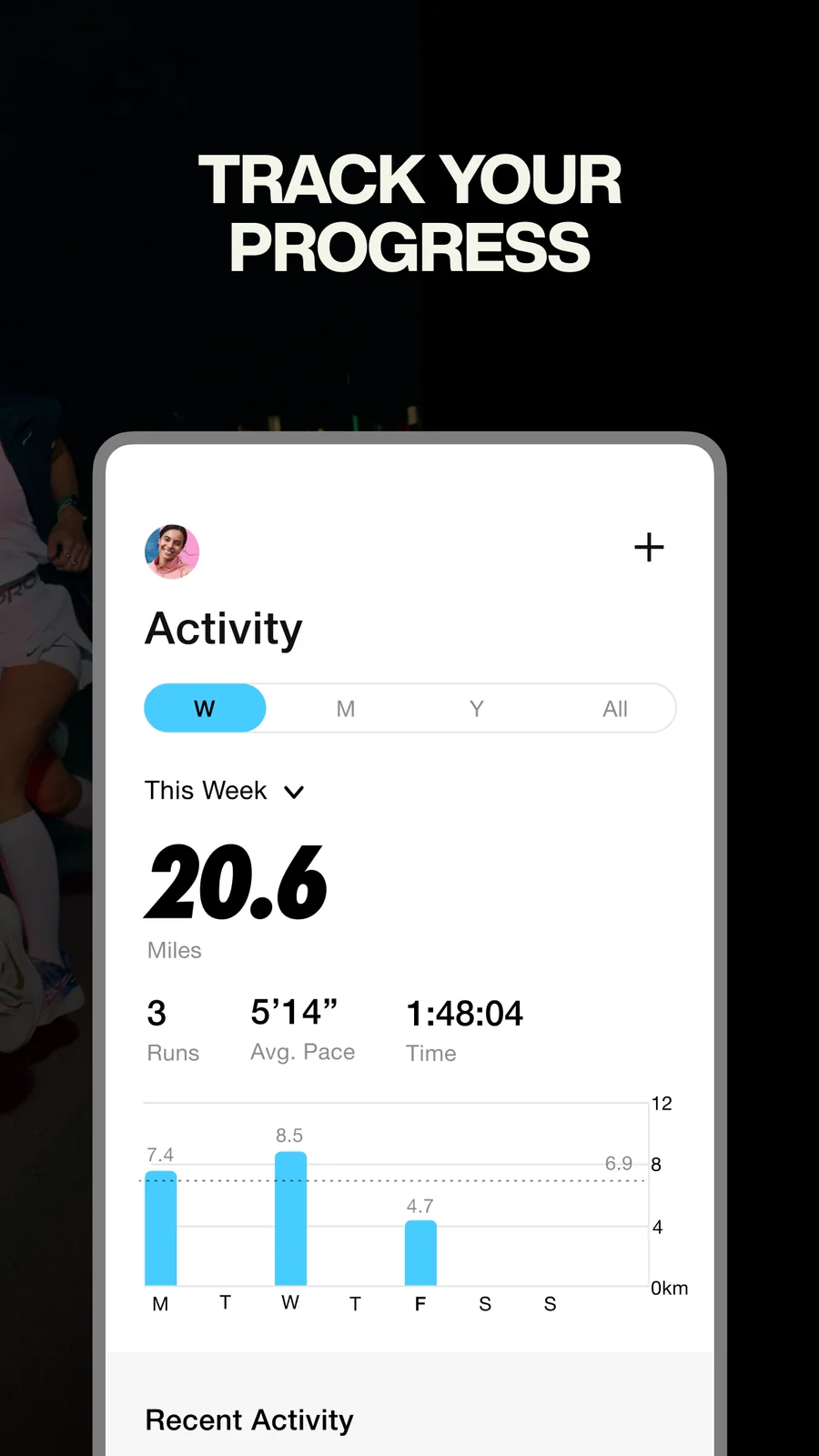 Nike Run Club: přehled uběhnutých kilometrů