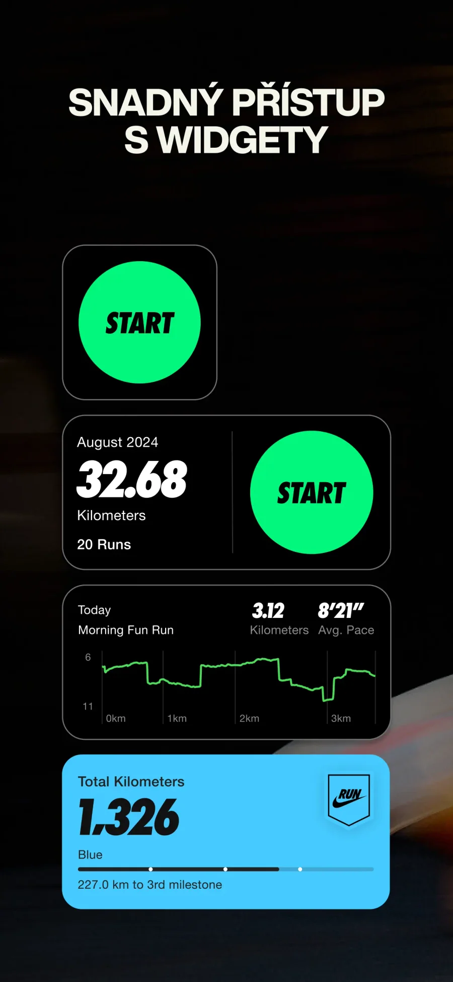Nike Run Club: běžecké widgety