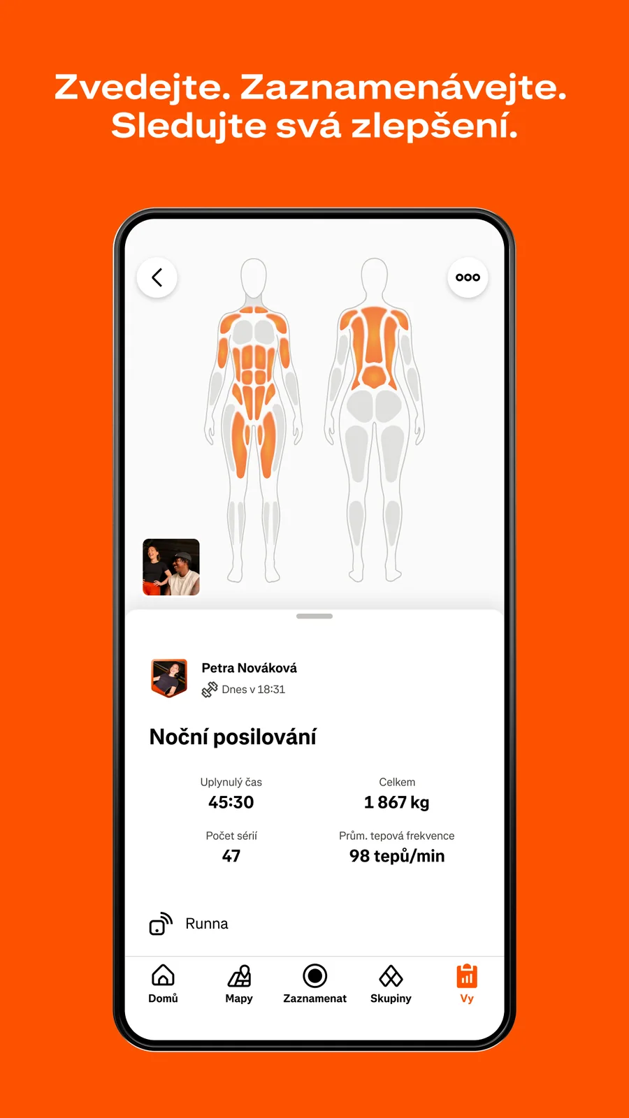 Strava: zápis silového tréninku