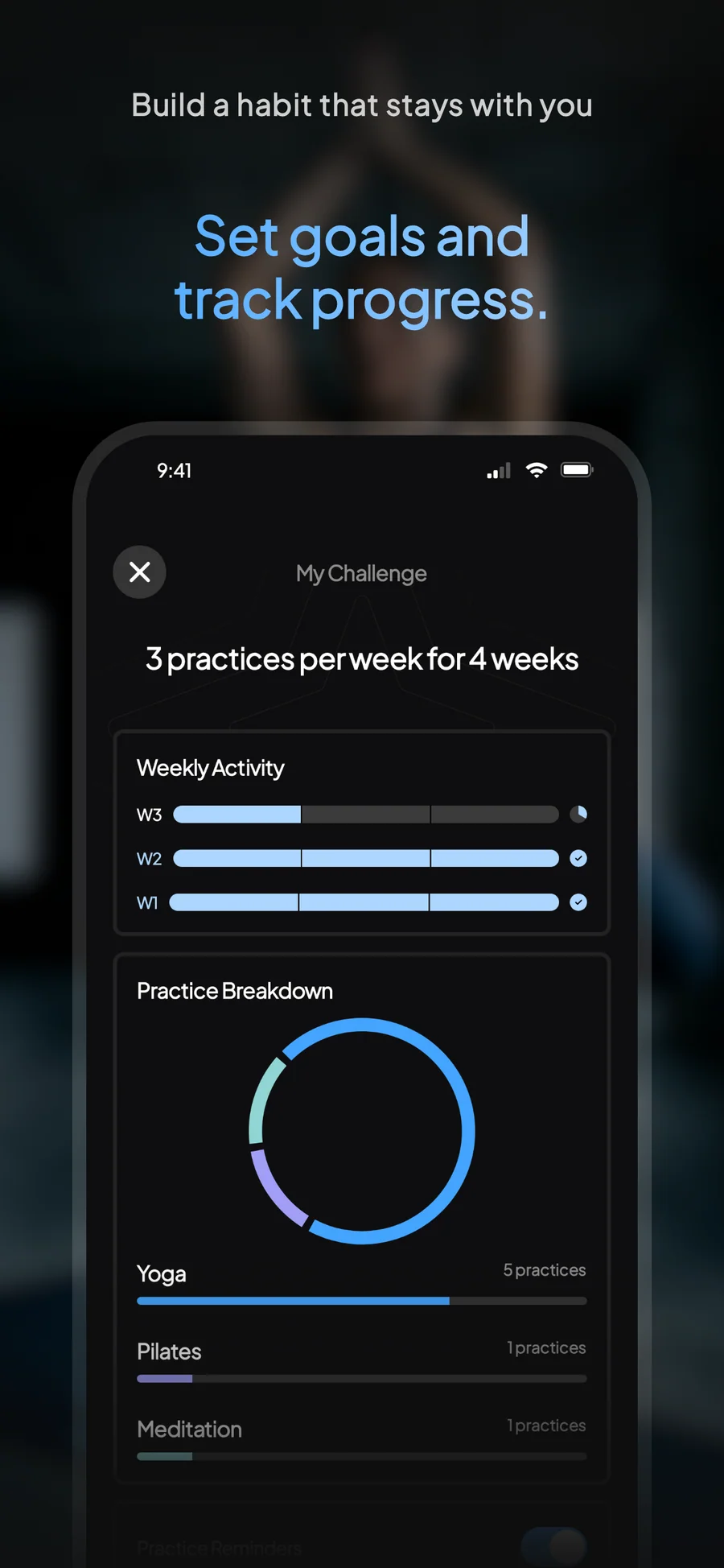 Yoga | Down Dog: cíle a statistiky cvičení