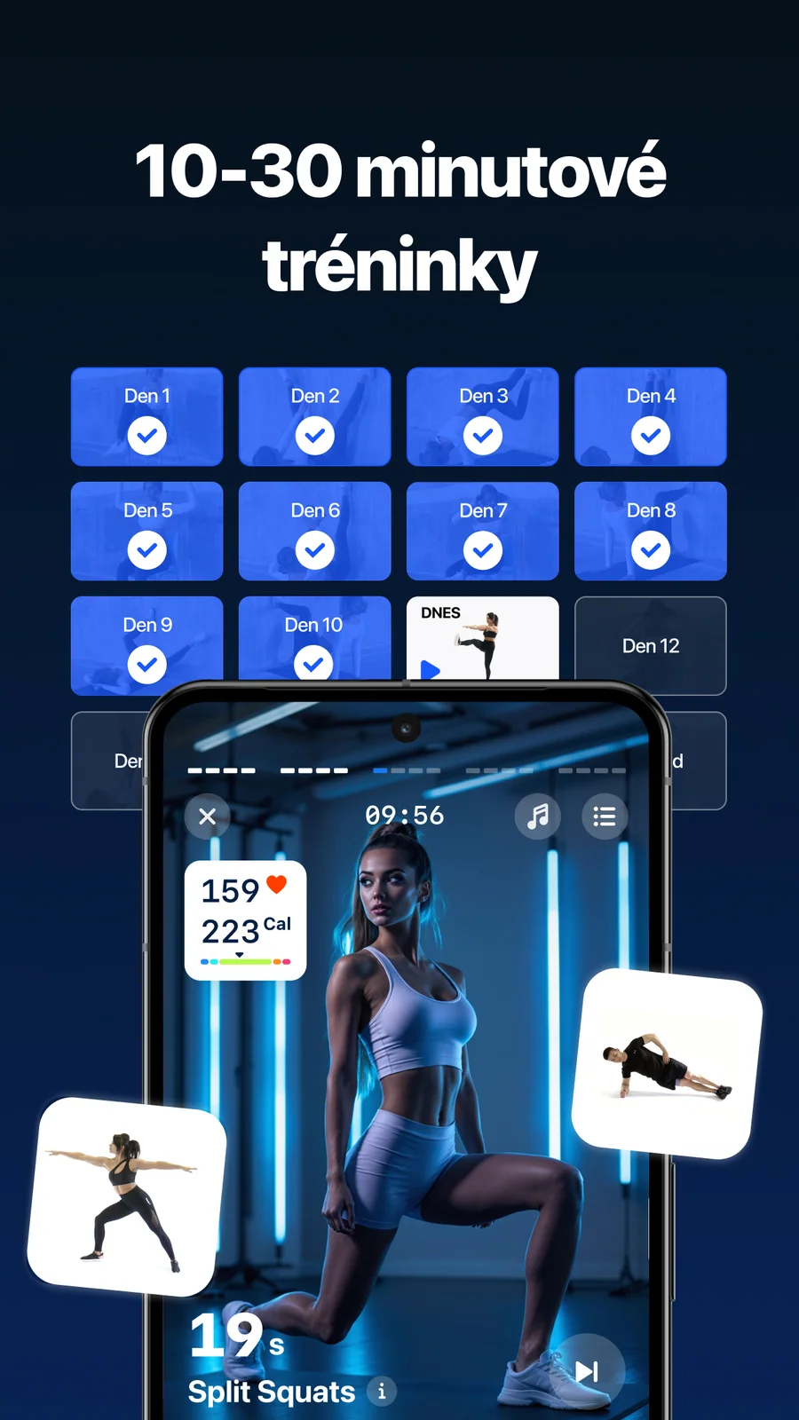 Fitify: průběh cvičení s časovačem