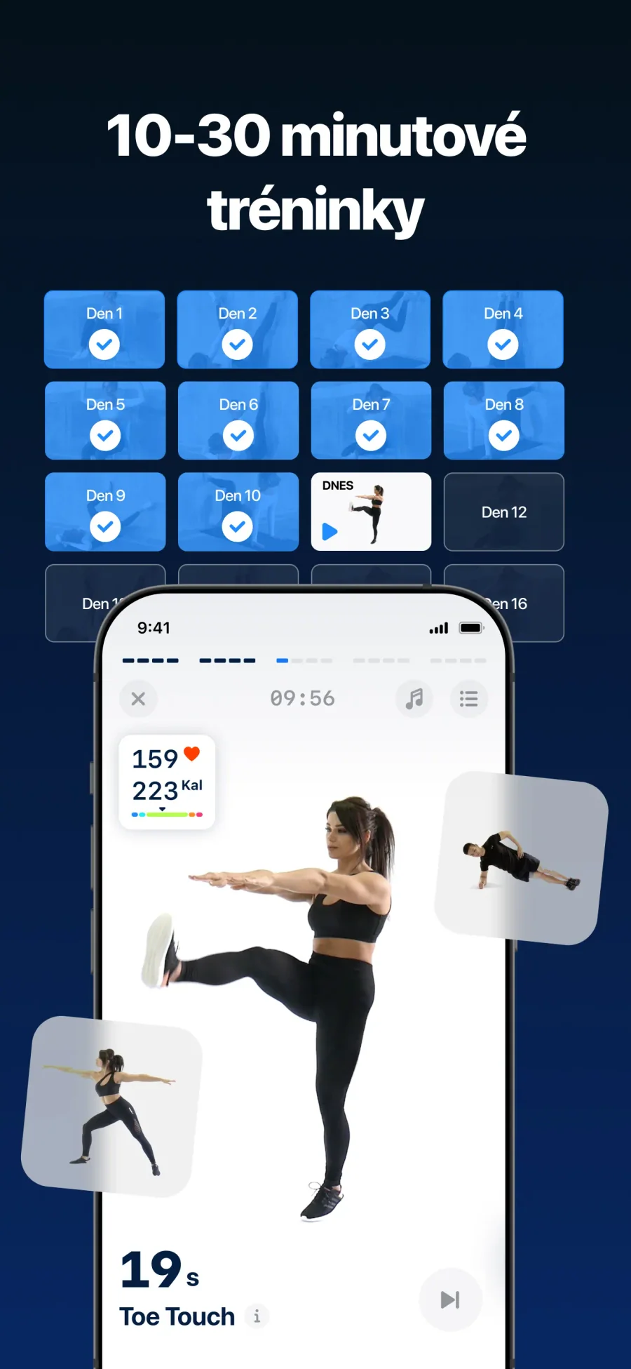 Fitify: průběh cvičení s časovačem