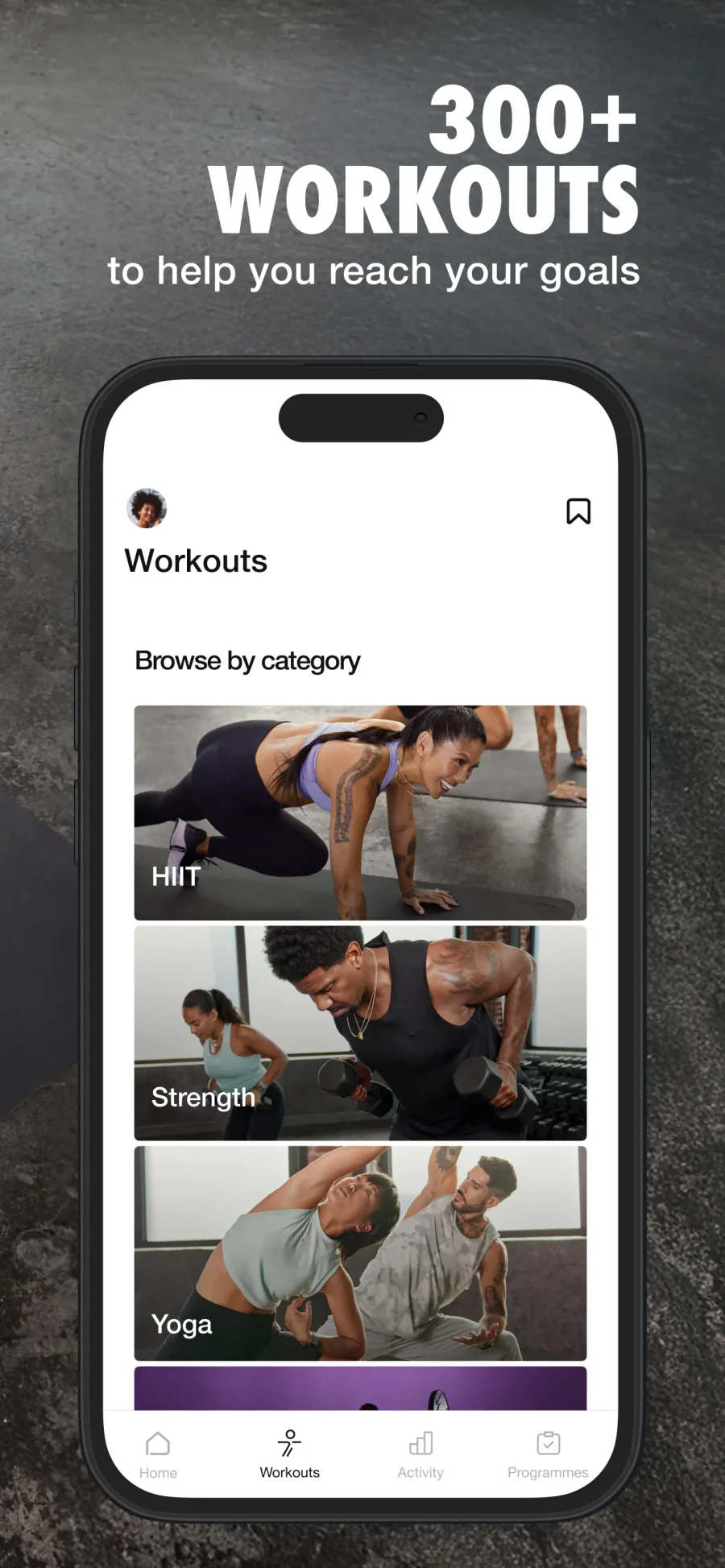 Nike Training Club: kategorie tréninků