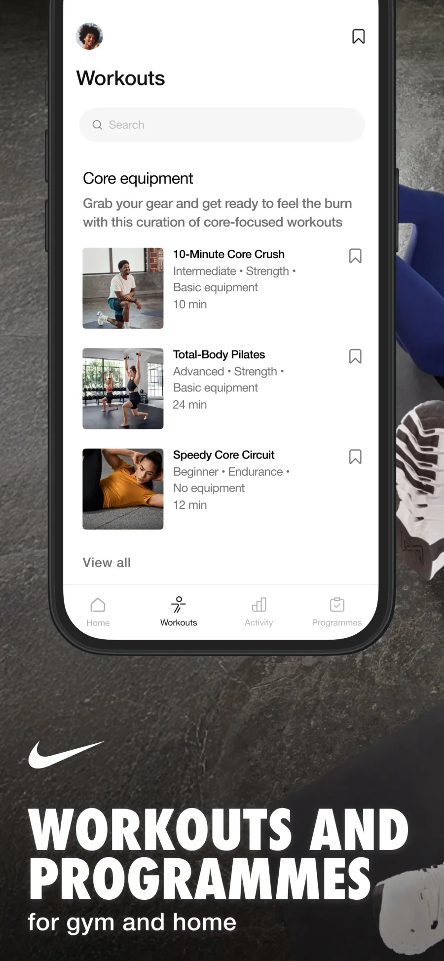 Nike Training Club: výběr tréninkového programu