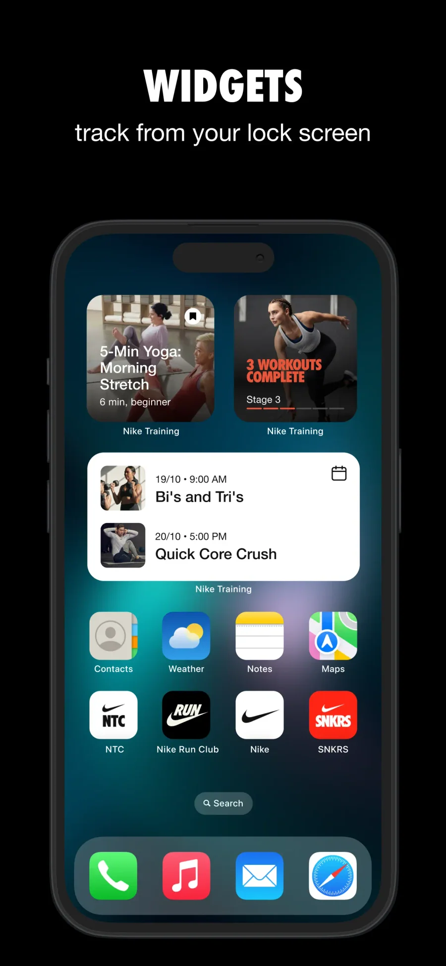 Nike Training Club: widgety na telefonu