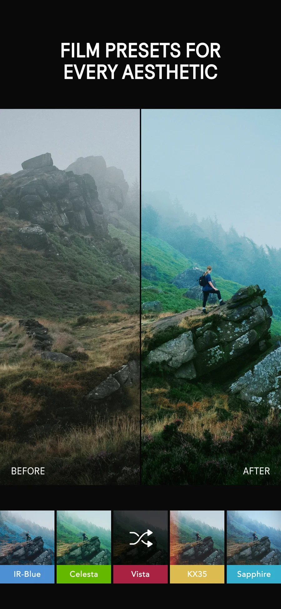 Afterlight: filmové fotografické předvolby
