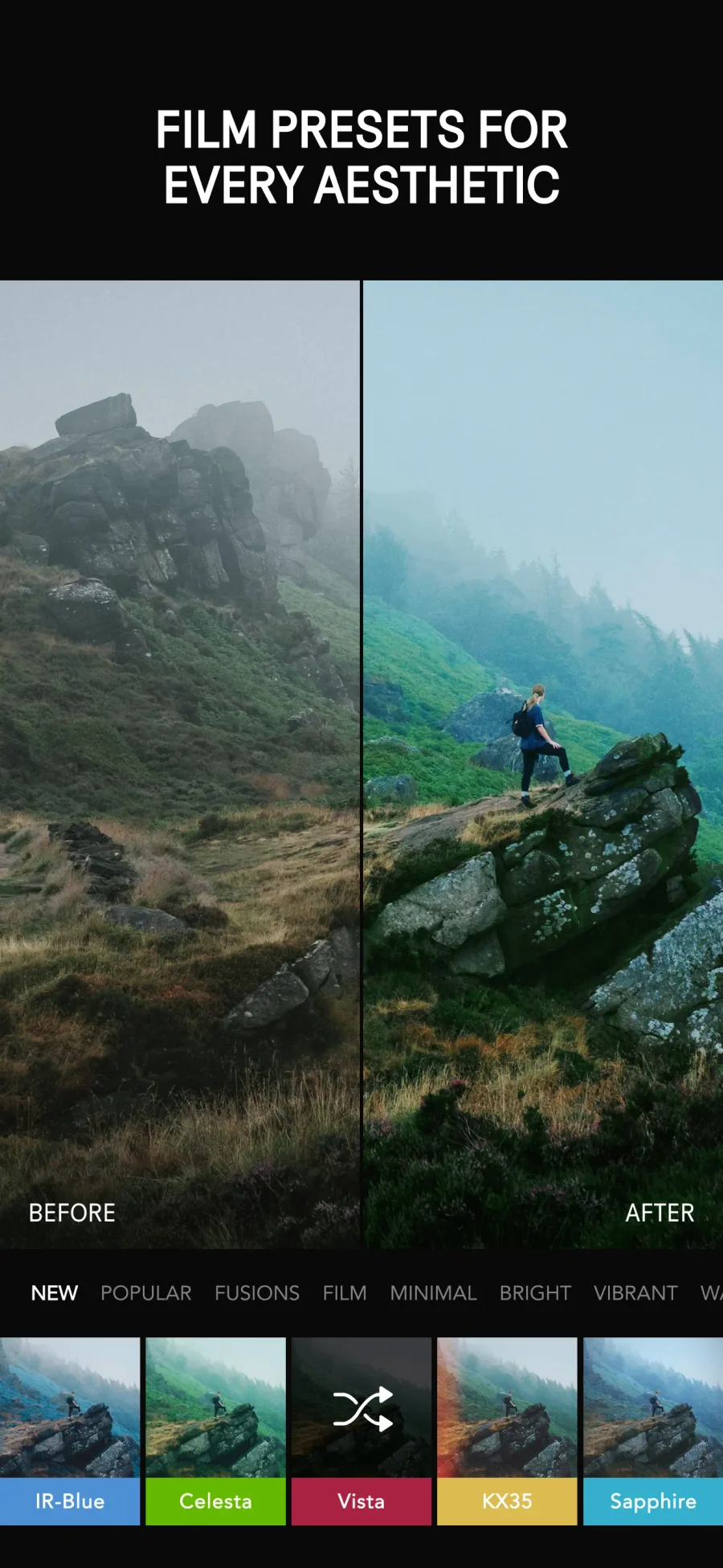 Afterlight: filmové fotografické předvolby