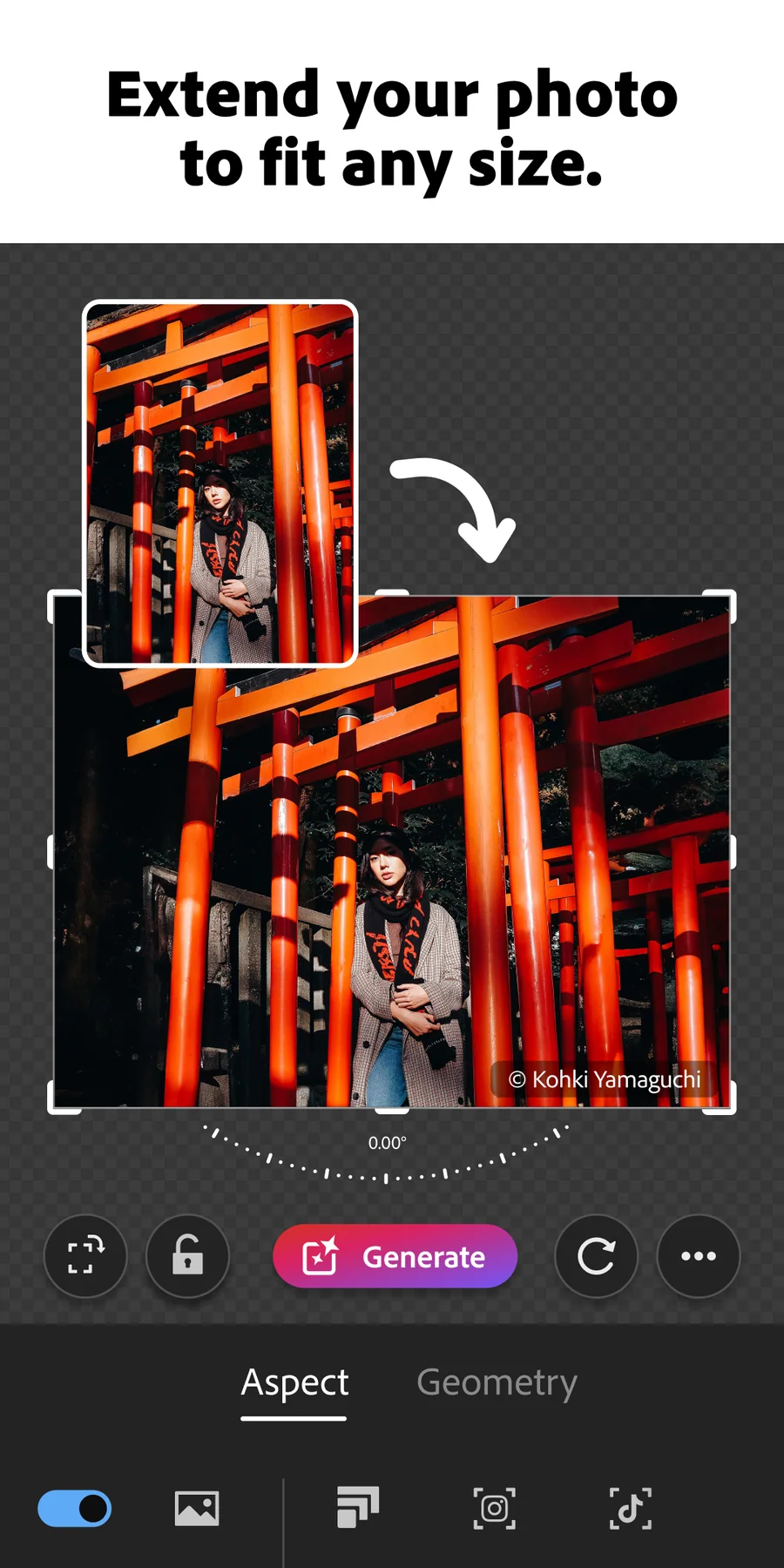 Adobe Lightroom: generativní rozšíření snímku