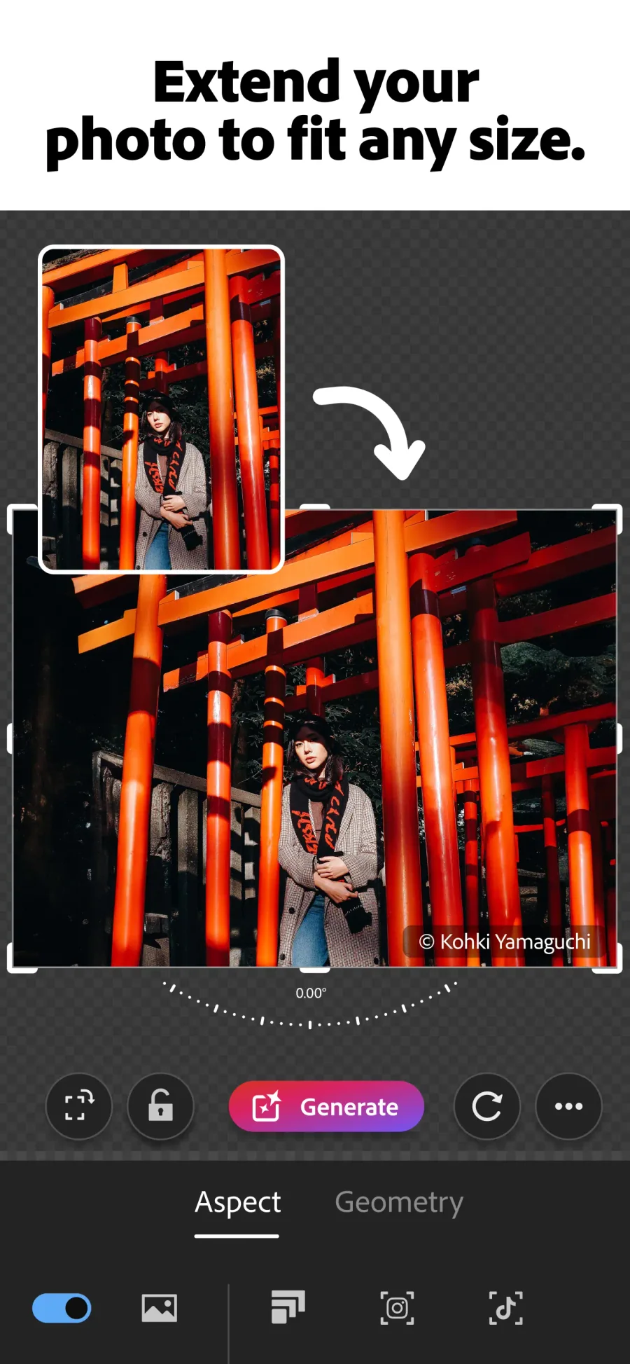 Adobe Lightroom: generativní rozšíření snímku