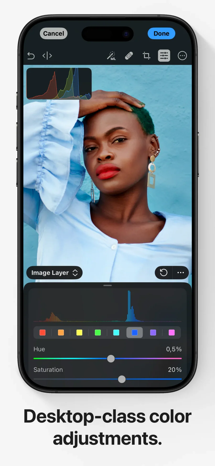 Photomator: přesné úpravy barev