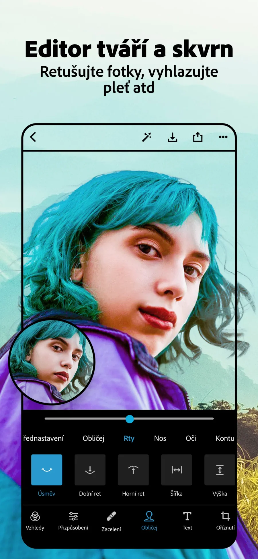 Adobe Photoshop Express: retušování pleti