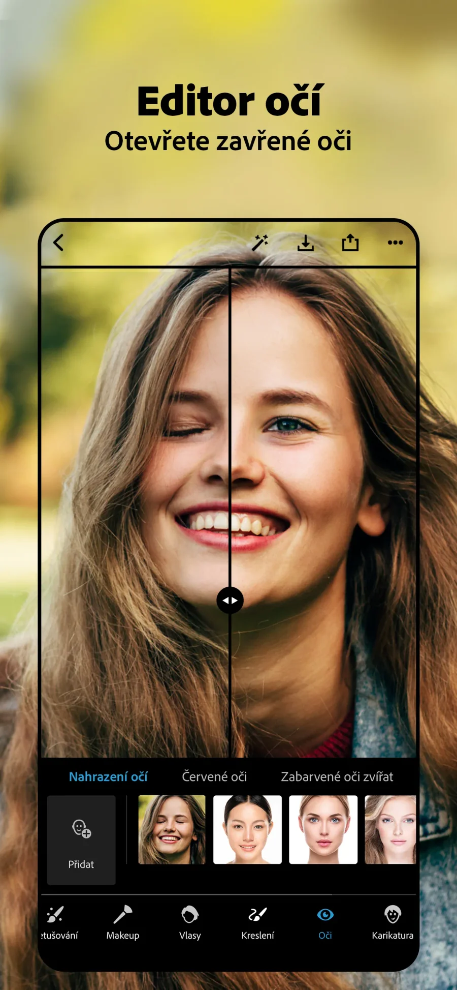 Adobe Photoshop Express: úprava zavřených očí