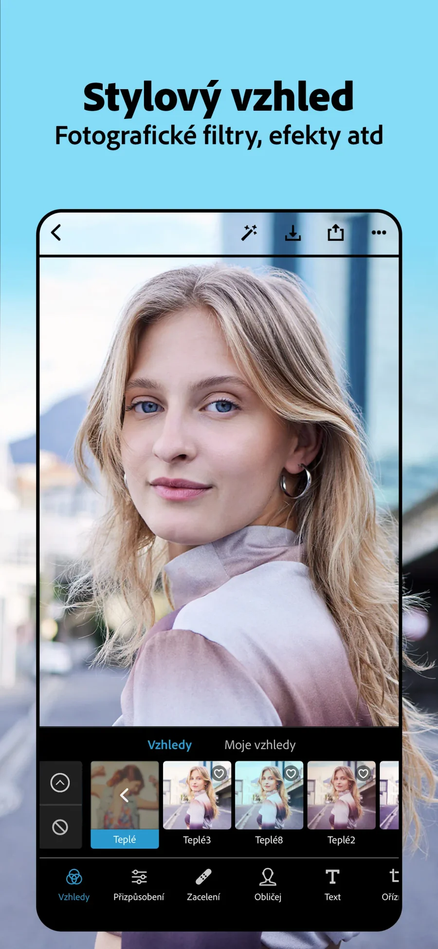 Adobe Photoshop Express: výběr fotografického vzhledu