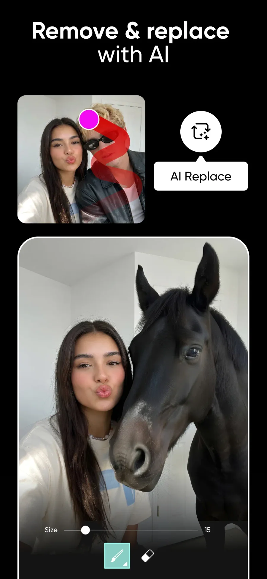 Picsart: nahrazení části fotografie