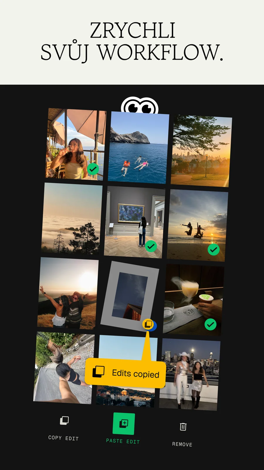 Snapseed: kopírování úprav mezi fotografiemi
