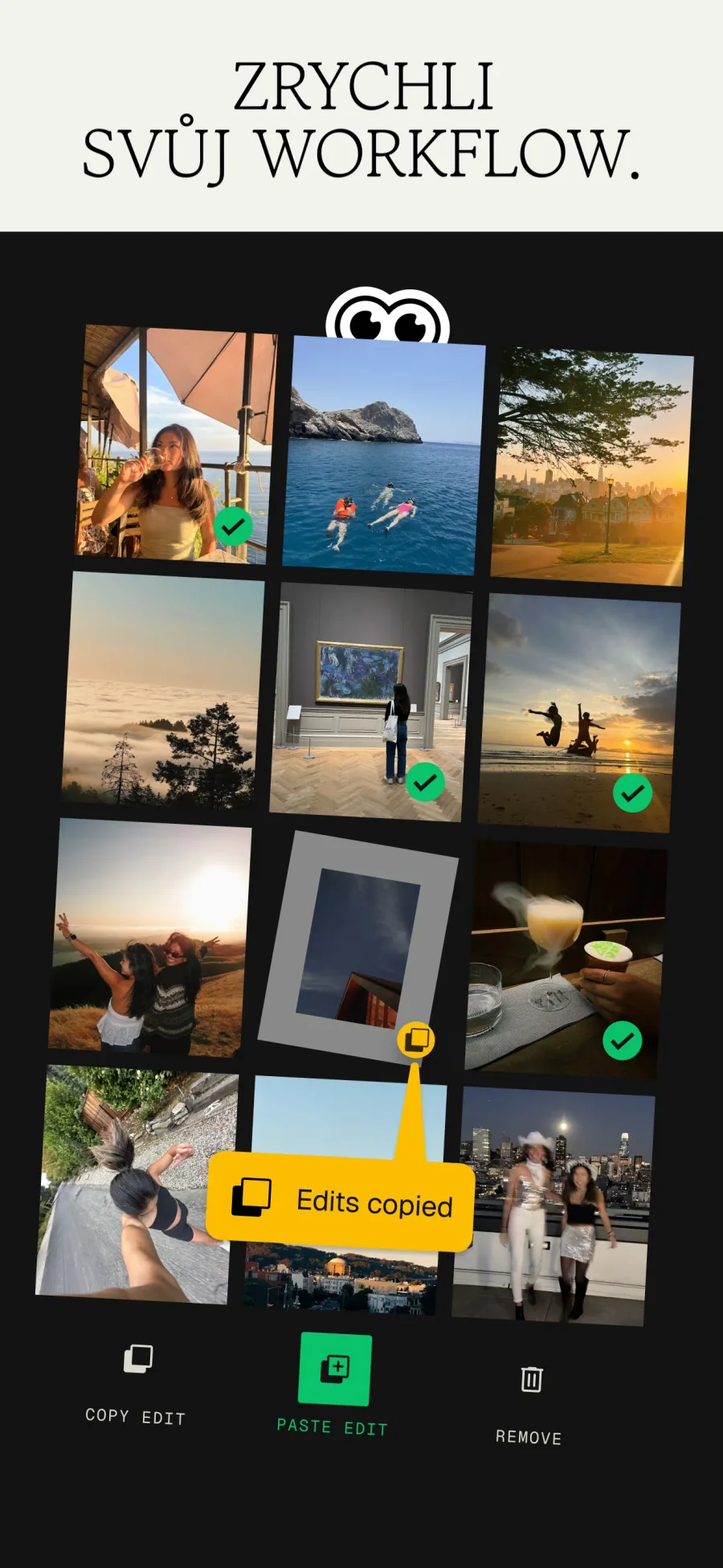 Snapseed: kopírování úprav mezi fotografiemi