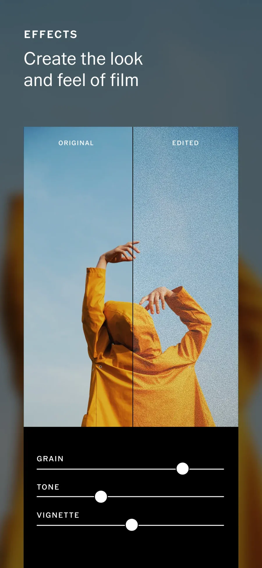VSCO: filmové zrno a vinětace