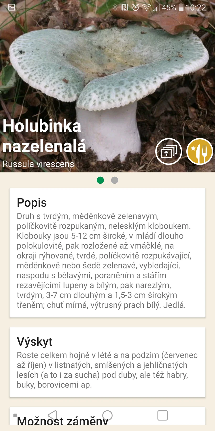 Aplikace na houby: popis houby v atlasu