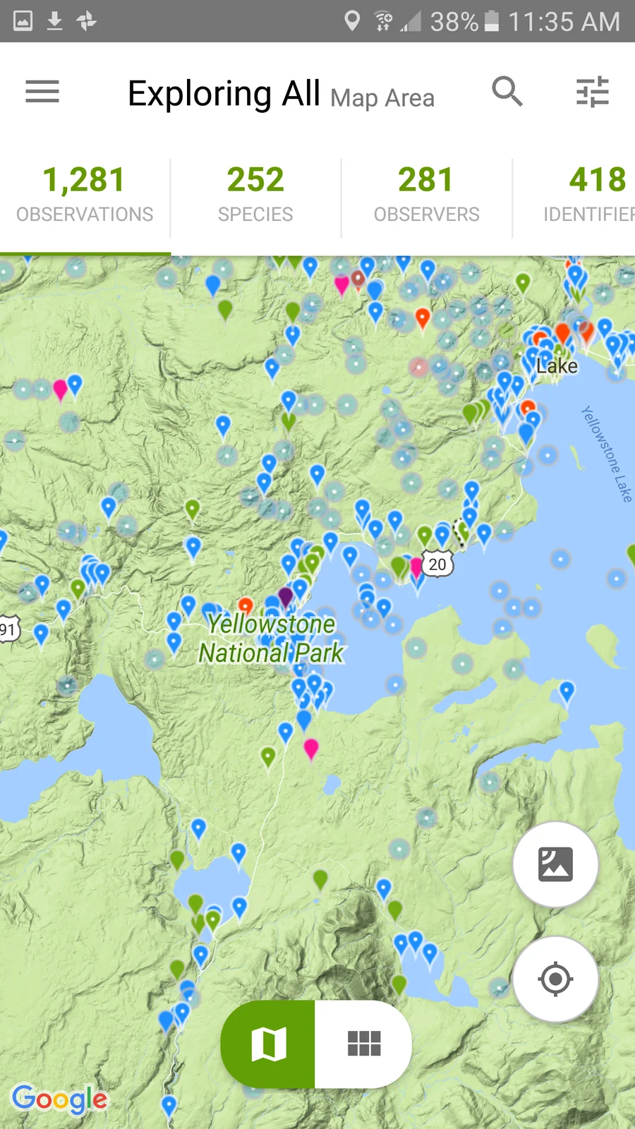 iNaturalist: mapa přírodních nálezů