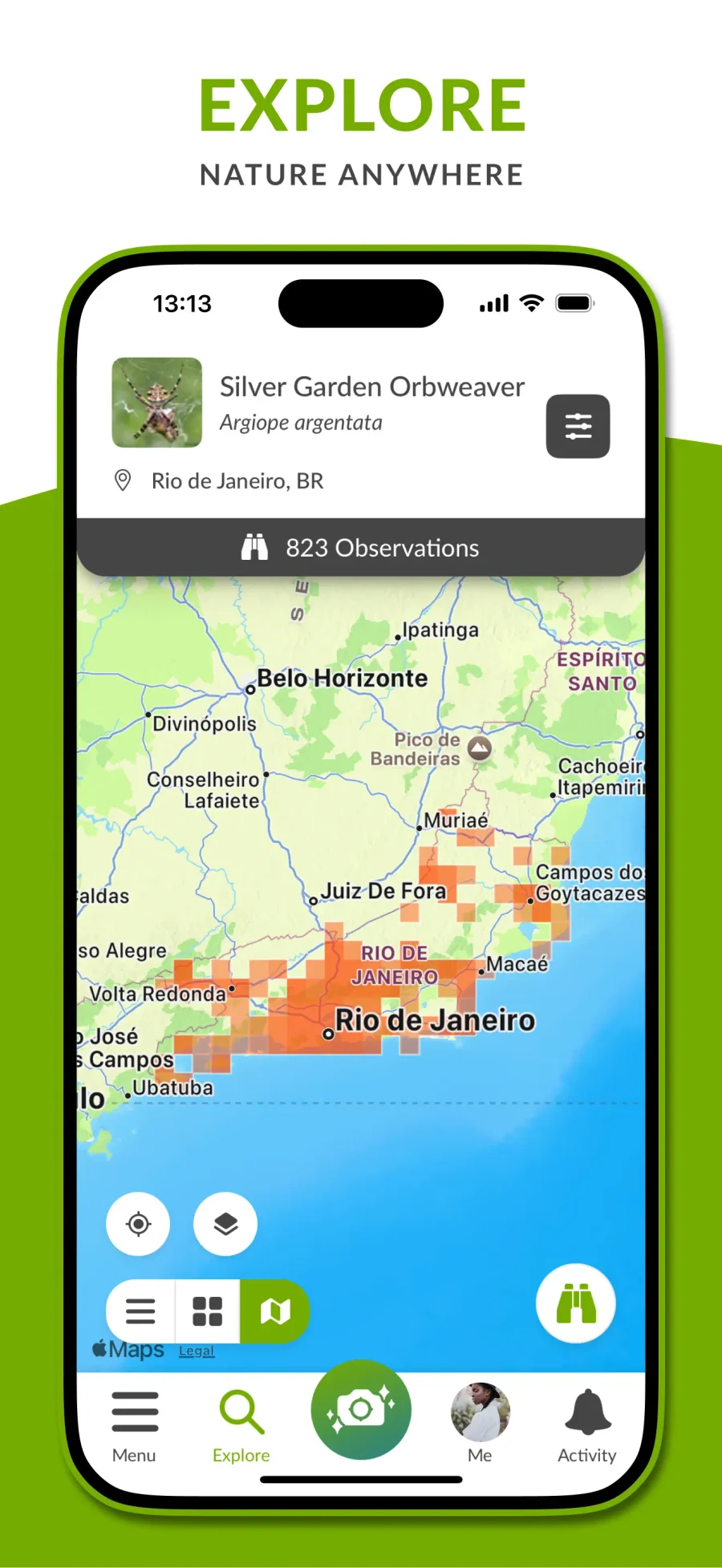 iNaturalist: mapa přírodních nálezů