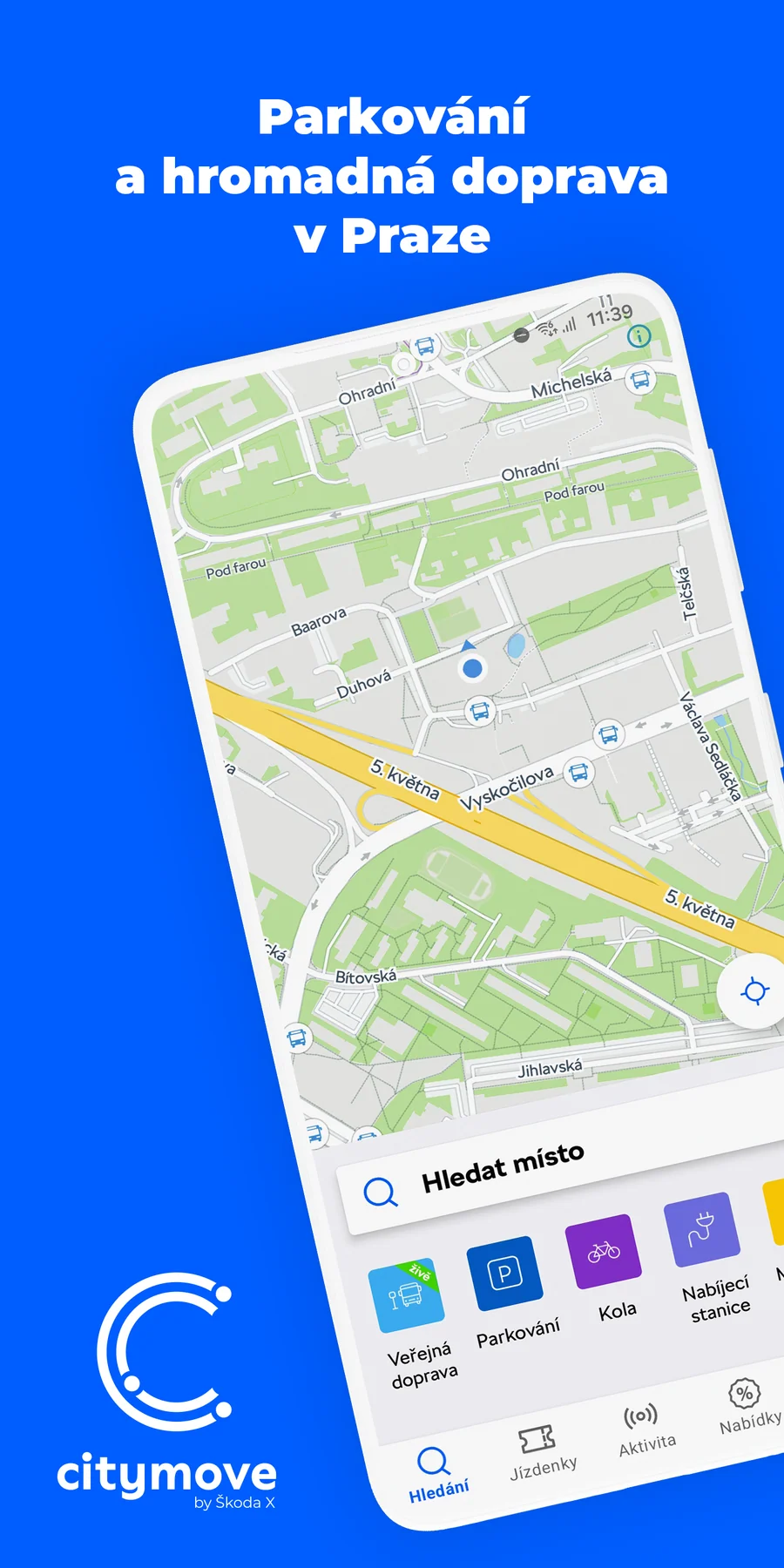 Citymove: mapa parkování a dopravy