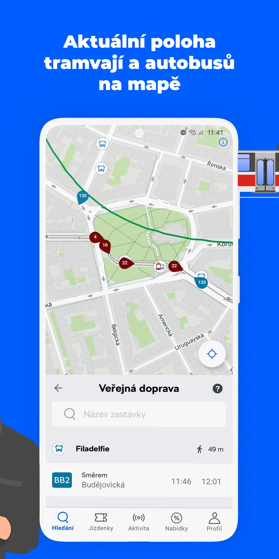 Citymove: poloha tramvají a autobusů