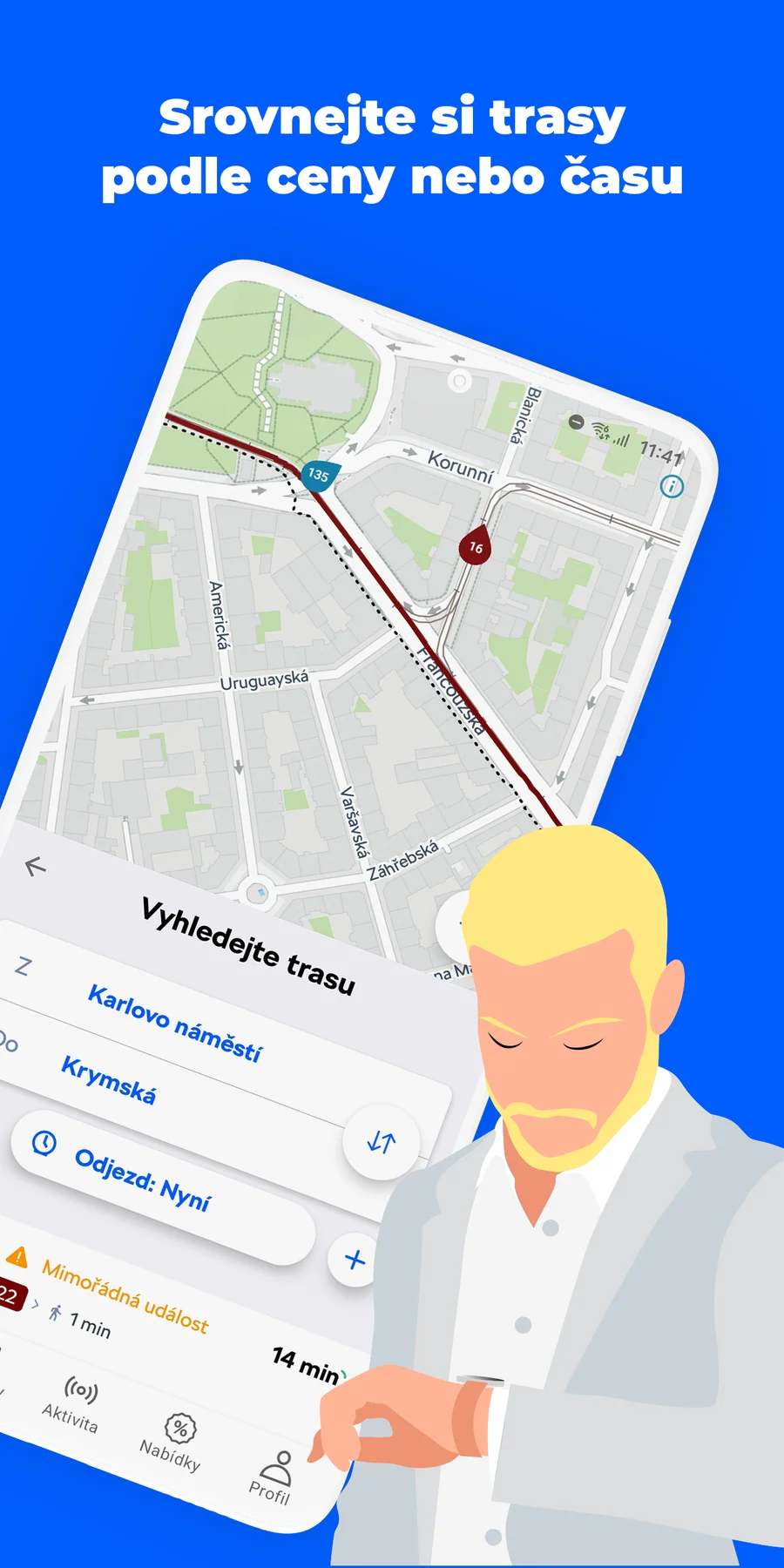 Citymove: porovnání ceny a času trasy