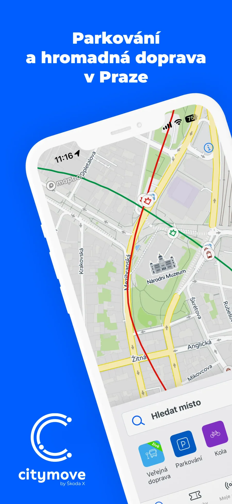 Citymove: mapa parkování a dopravy