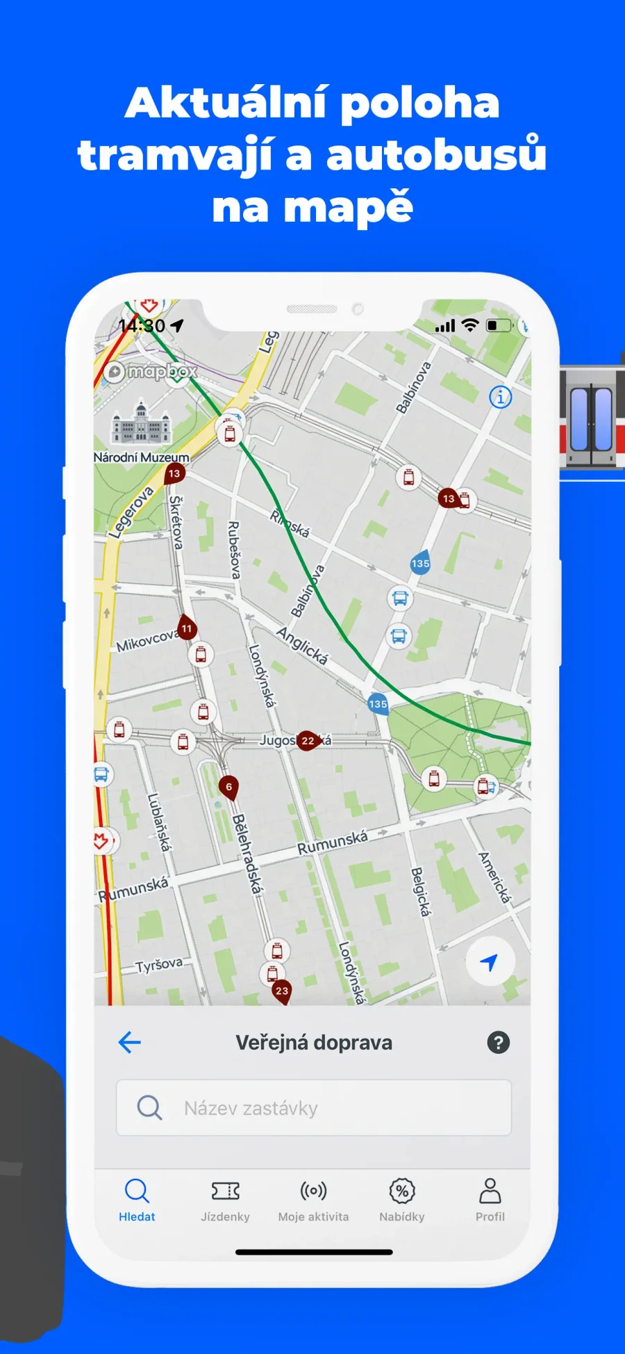 Citymove: poloha tramvají a autobusů