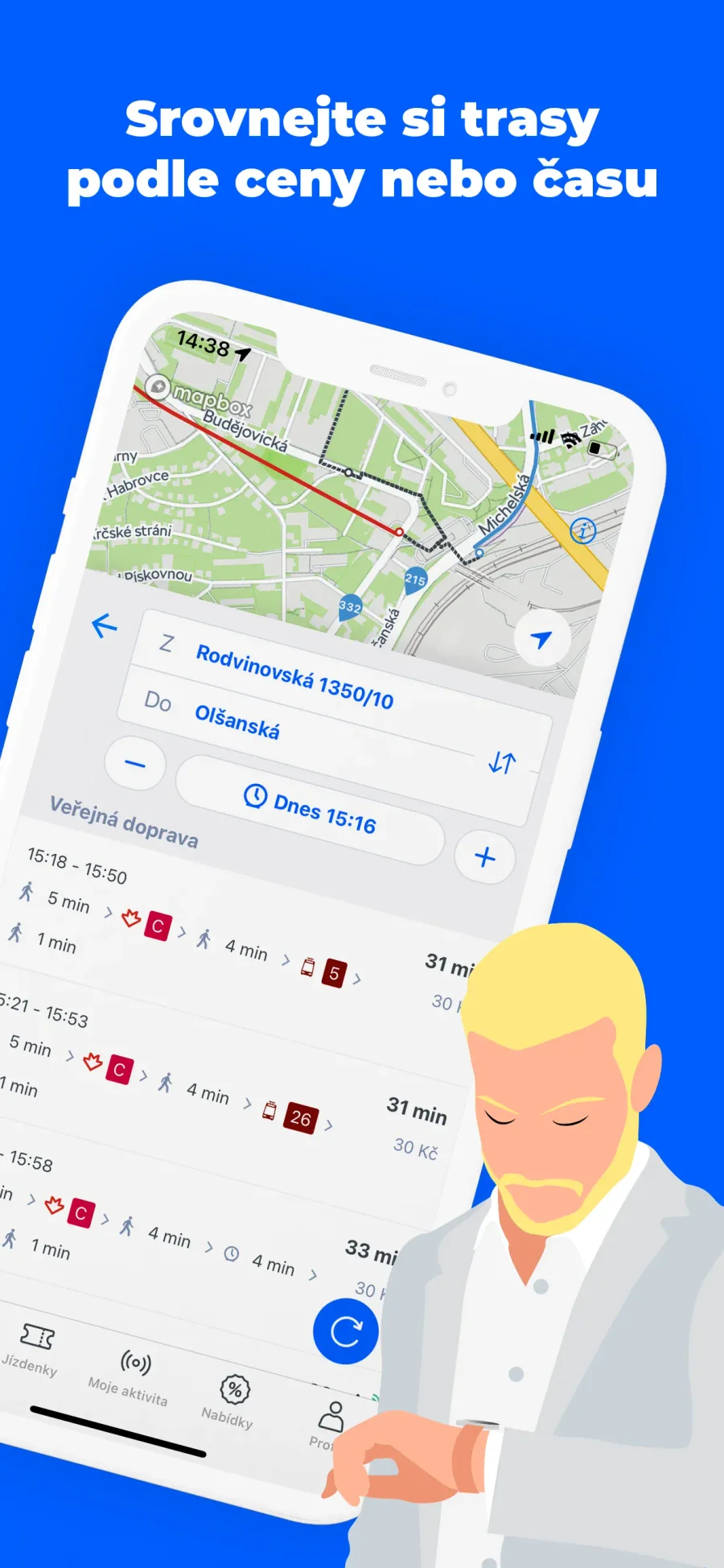 Citymove: porovnání ceny a času trasy