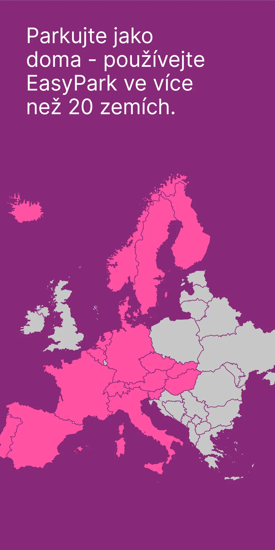 EasyPark: mapa evropského pokrytí