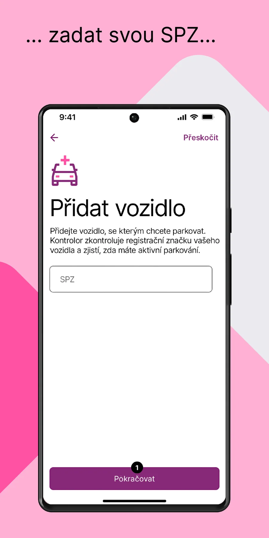 EasyPark: přidání registrační značky