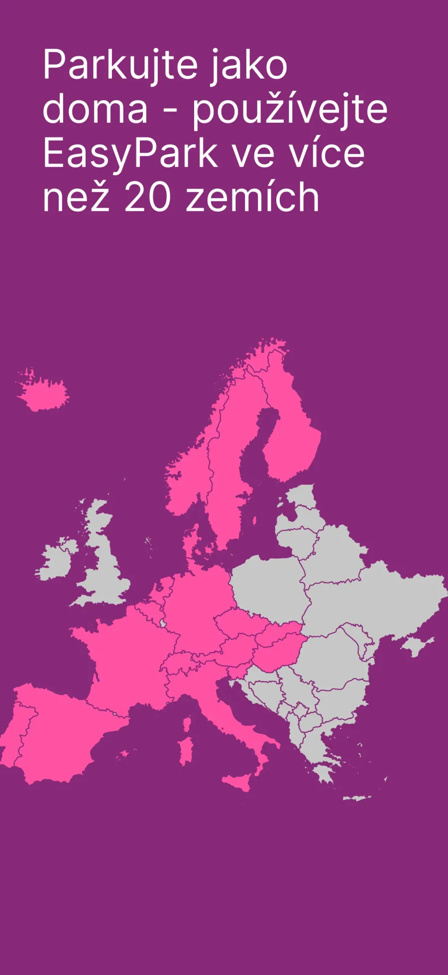 EasyPark: mapa evropského pokrytí