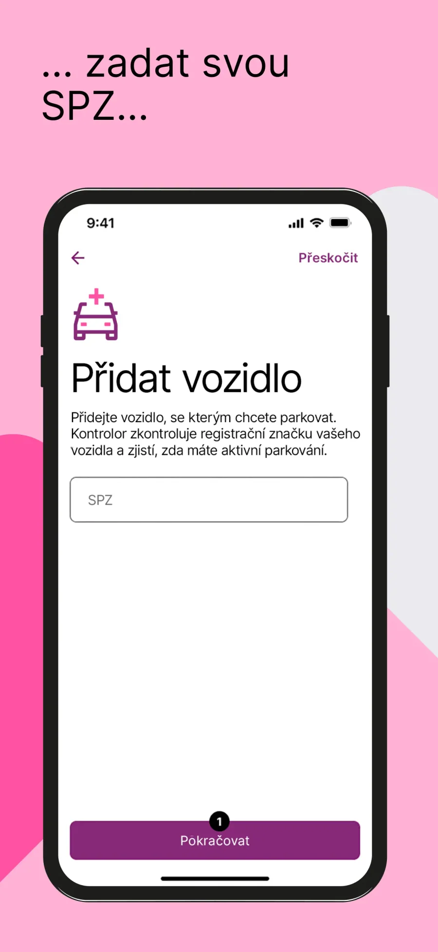 EasyPark: přidání registrační značky