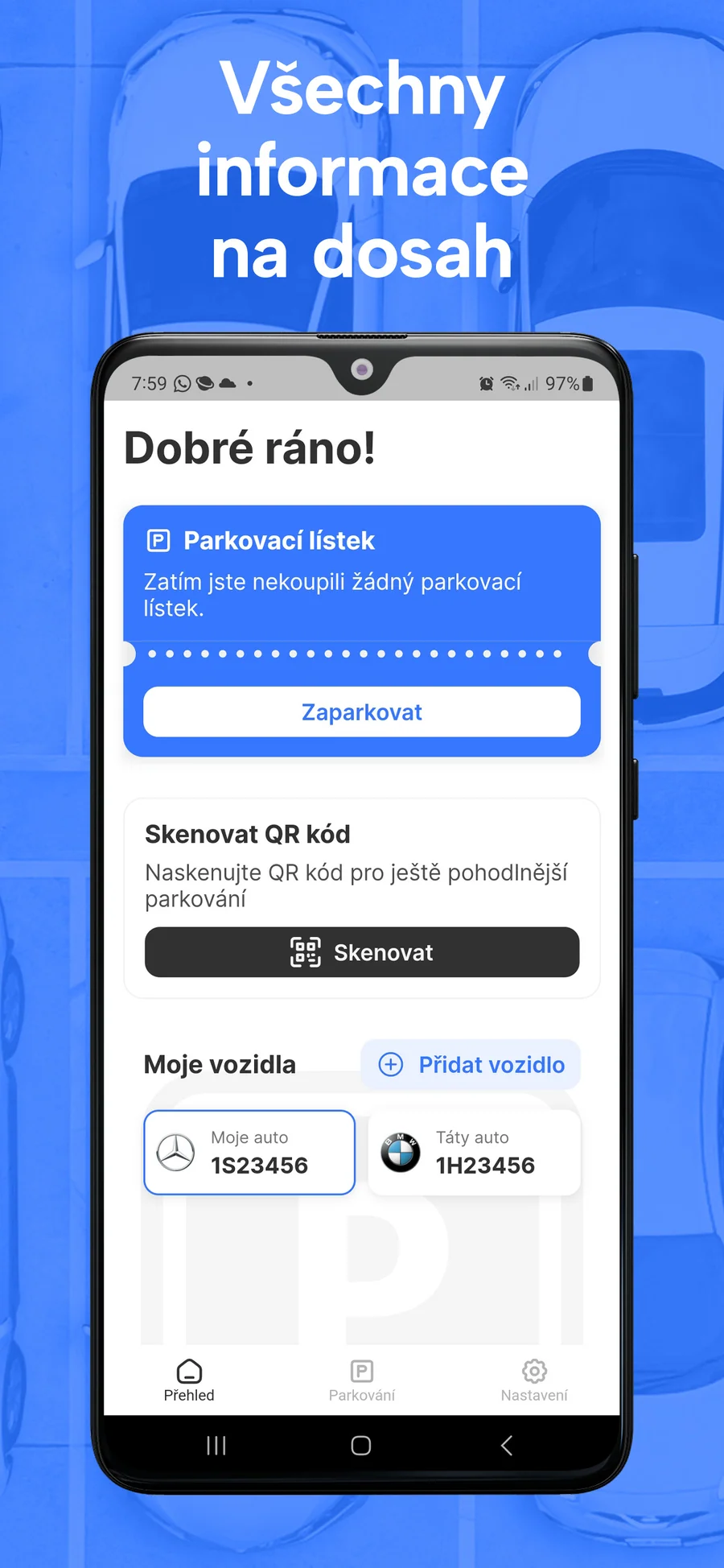 ParkSimply: přehled vozidel a parkování