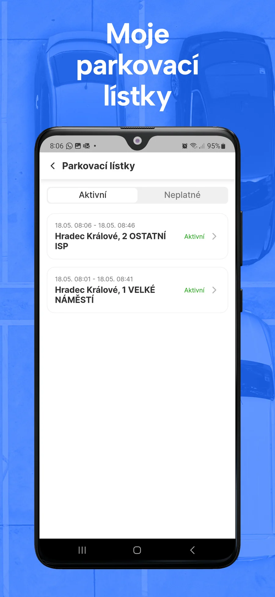 ParkSimply: seznam parkovacích lístků