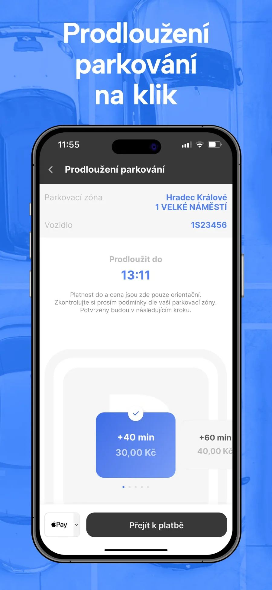 ParkSimply: prodloužení parkování