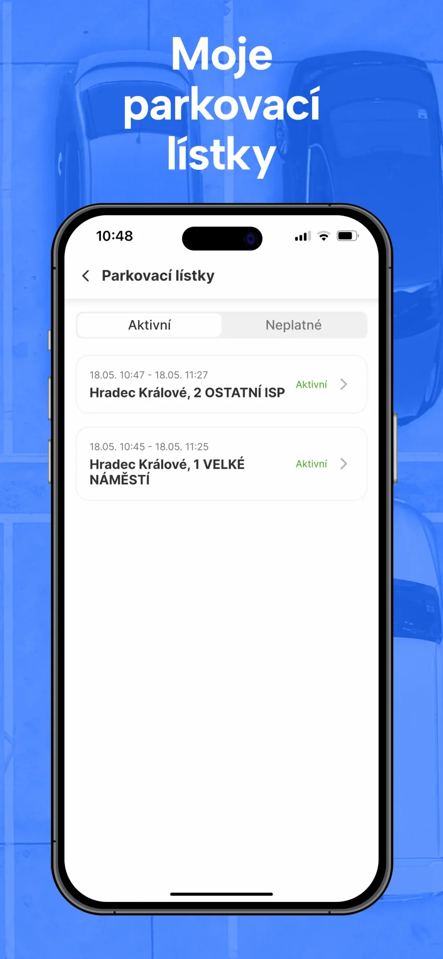 ParkSimply: seznam parkovacích lístků