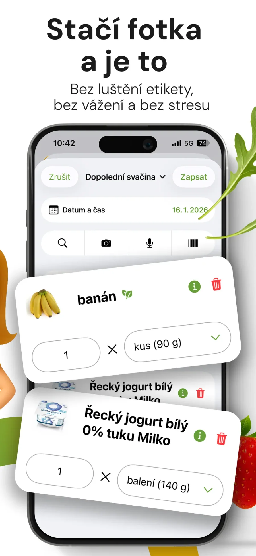 Kalorické Tabulky: zápis jídla a porcí