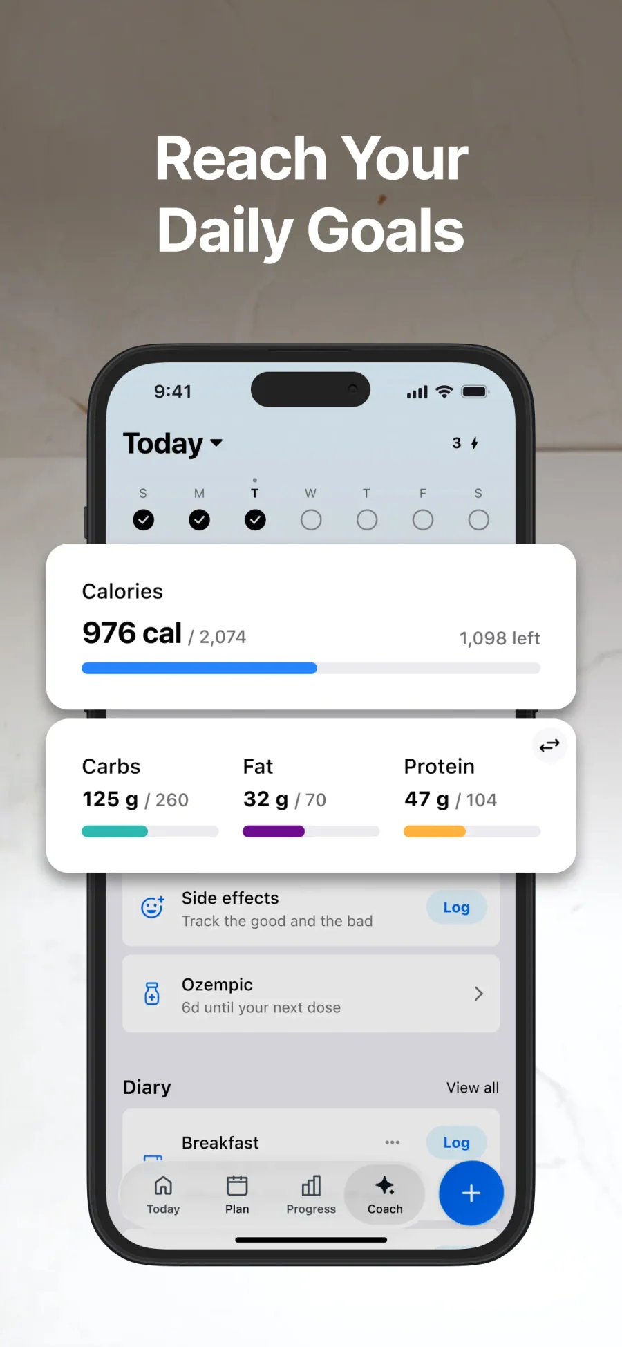 MyFitnessPal: denní cíle a jídelníček