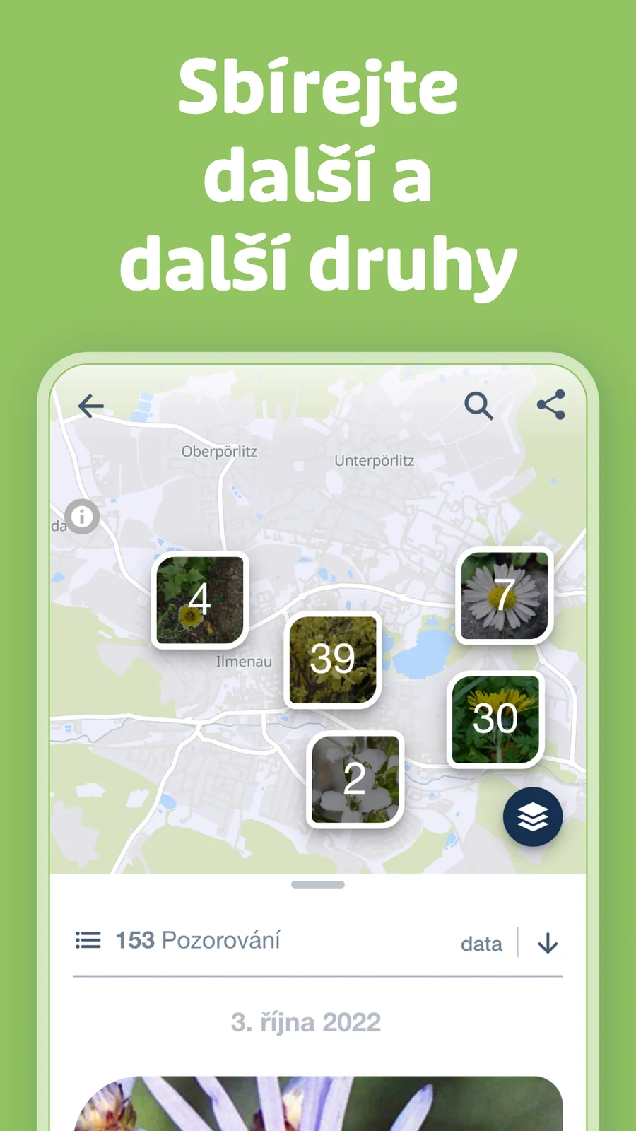 Flora Incognita: mapa vlastních pozorování