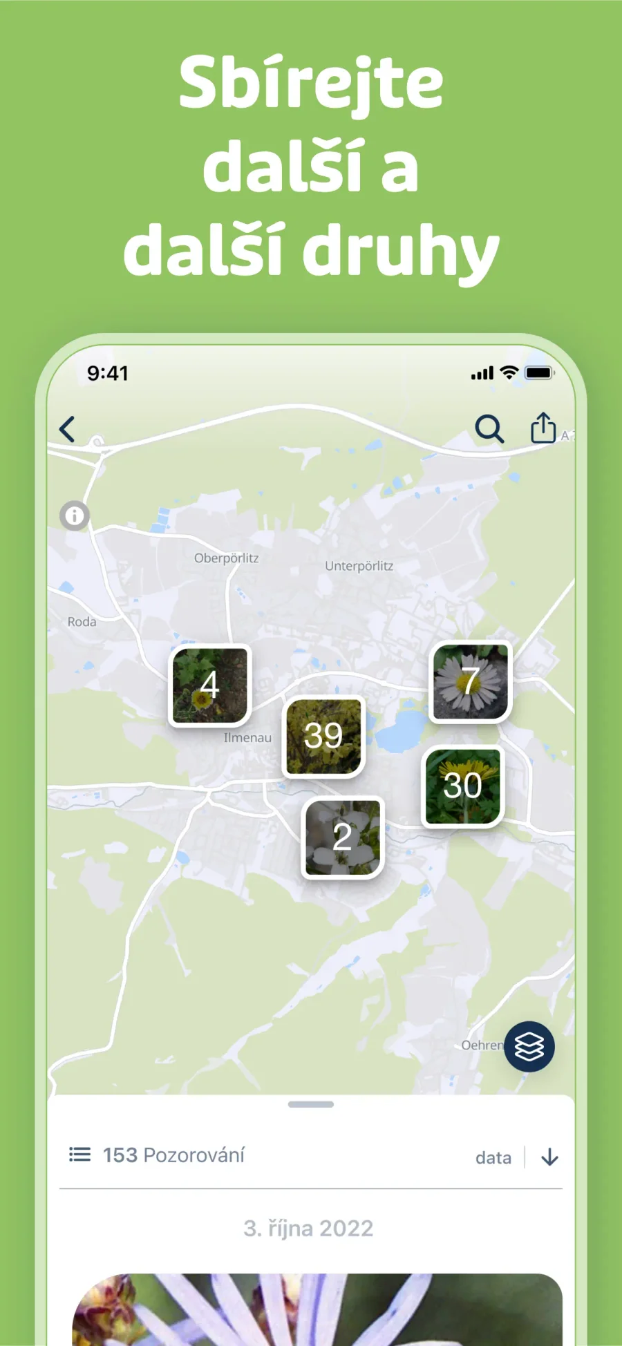 Flora Incognita: mapa vlastních pozorování