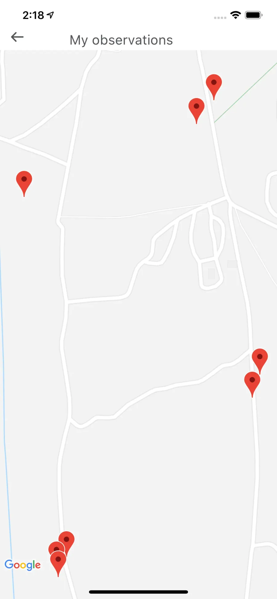 Pl@ntNet: mapa vlastních pozorování