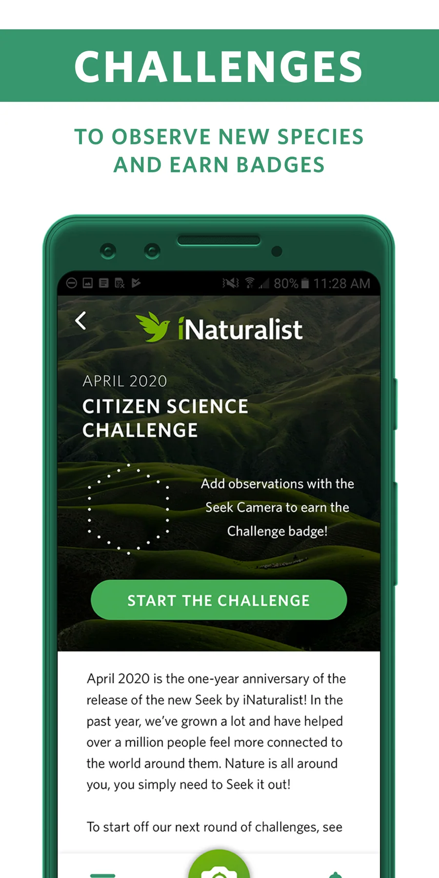 Seek by iNaturalist: pozorovací výzvy