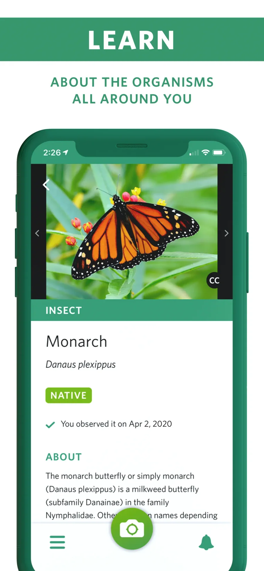 Seek by iNaturalist: informace o rozpoznaném druhu