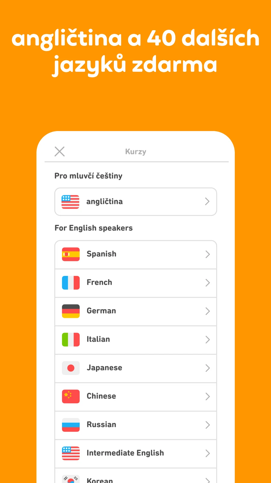 Duolingo: výběr jazykového kurzu