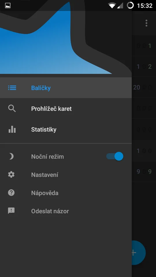 AnkiDroid: navigace a noční režim