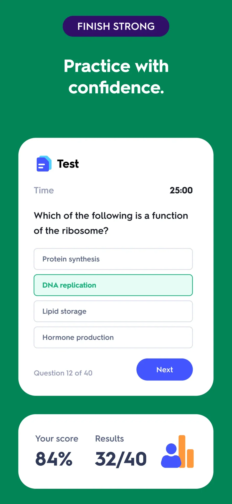 Quizlet: cvičný test a výsledky